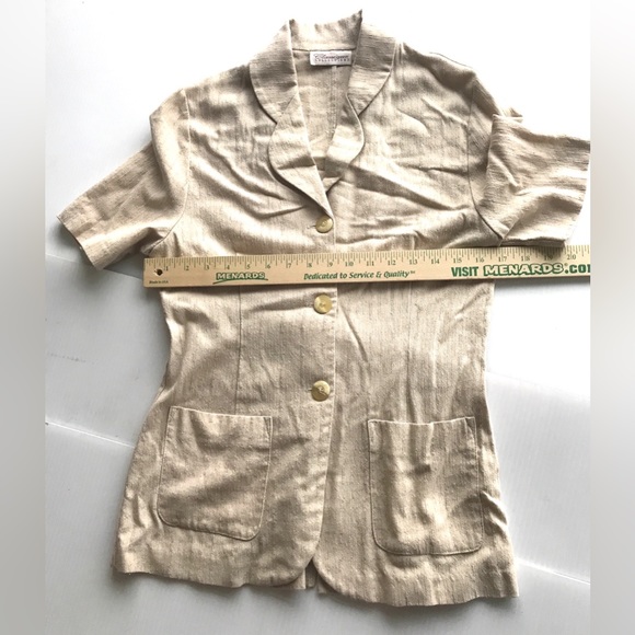 Super cute linen cotton blend women jacket size 6-8 by measurements ( no label) - Picture 3 of 5